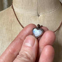 Load image into Gallery viewer, Rainbow Moonstone Heart Necklace #2- Ready to Ship
