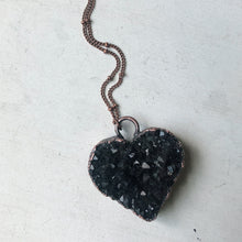 Load image into Gallery viewer, Dark Amethyst Druzy Heart Necklace #5 - Ready to Ship