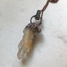 Load image into Gallery viewer, Candle Quartz & Raw Green Kyanite Statement Necklace