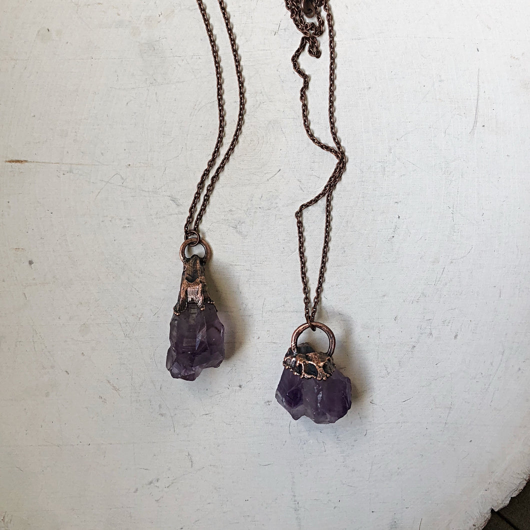 Raw Amethyst Point Necklace - Snow Moon Collection