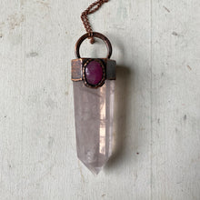 Load image into Gallery viewer, Rose Quartz Point with Pink Sapphire Necklace - Ready to Ship