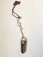 Load image into Gallery viewer, Smoky Quartz Point with Rainbow Moonstone Necklace - Ready to Ship (Flower Moon Collection)