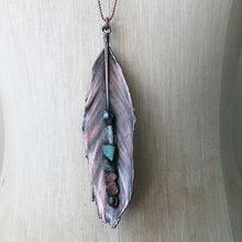 Load image into Gallery viewer, Electroformed Feather Necklace with Raw Chakra Stones #2 - Ready to Ship