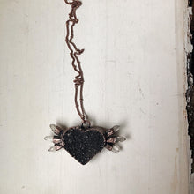Load image into Gallery viewer, Dark Amethyst Druzy & Clear Quartz Point Necklace #1 - Ready to Ship