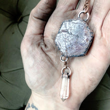 Load image into Gallery viewer, Raw Ruby & Double Terminated Clear Quartz Point Necklace #3
