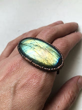 Load image into Gallery viewer, Large Labradorite Two Finger Ring #2 (5/17 Update)