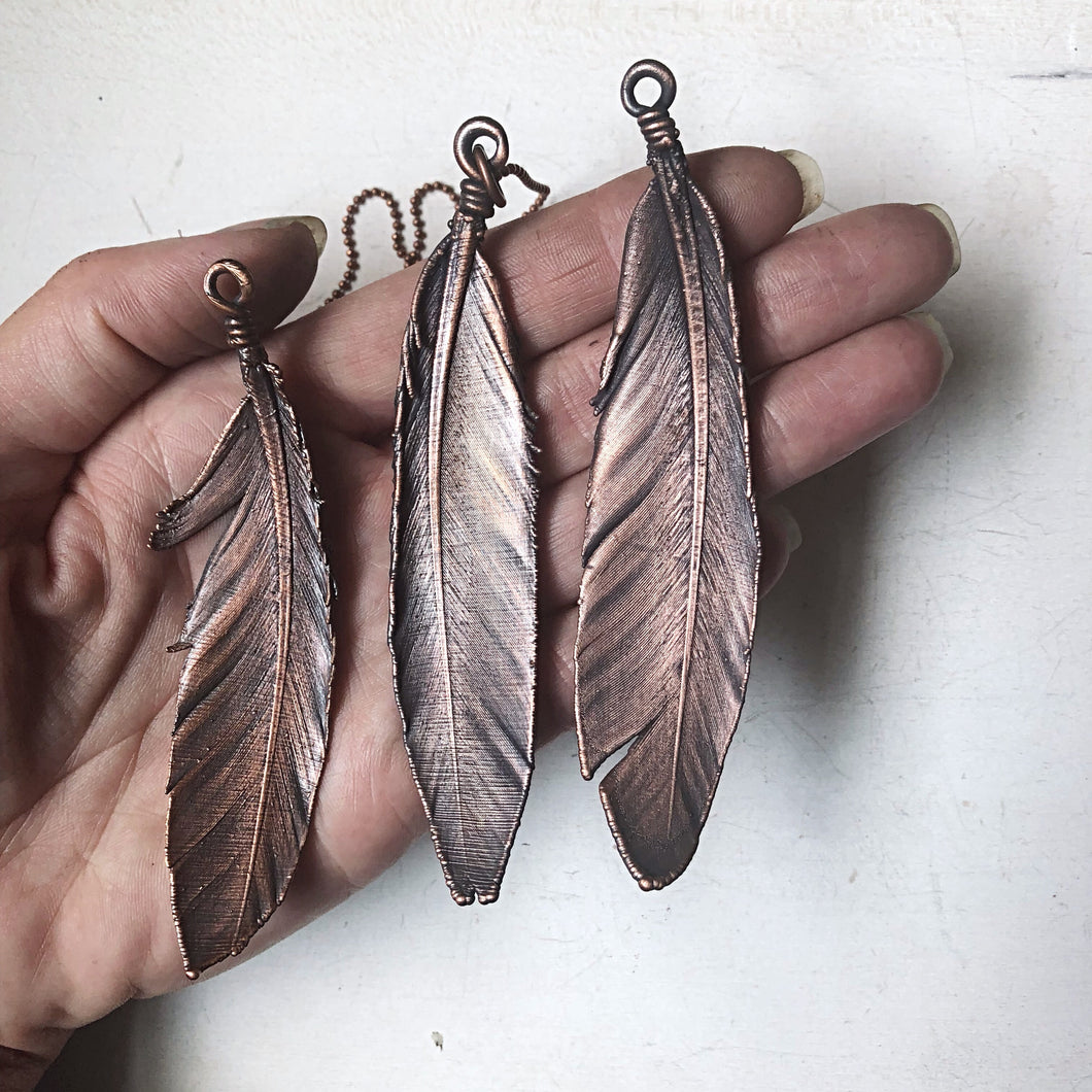 Electroformed Feather Necklace (Standard Style #2) - Moksha Collection