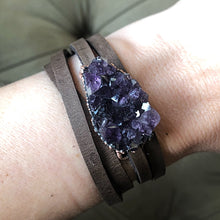 Load image into Gallery viewer, Raw Amethyst Druzy Wrap Bracelet/Choker - Snow Moon Collection