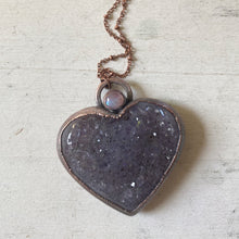 Load image into Gallery viewer, Amethyst Druzy “Broken Open” Heart Necklace with Rainbow Moonstone #2 - Ready to Ship