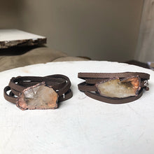 Load image into Gallery viewer, Raw Citrine and Leather Wrap Bracelet/Choker - Made to Order