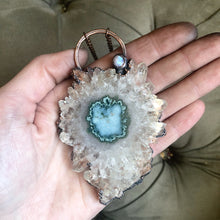Load image into Gallery viewer, Stalactite Slice Necklace #2 with Rainbow Moonstone - Ready to Ship
