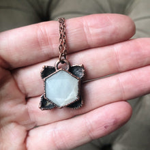 Load image into Gallery viewer, White Moonstone Hexagon and Hydrangea Necklace #2 - Ready to Ship