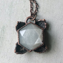 Load image into Gallery viewer, White Moonstone Hexagon and Hydrangea Necklace #2 - Ready to Ship