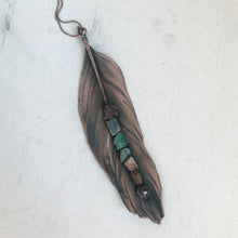 Load image into Gallery viewer, Electroformed Feather Necklace with Raw Chakra Stones #4 - Ready to Ship