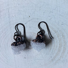 Load image into Gallery viewer, Clear Quartz Druzy Hanging Earrings - Made to Order