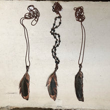Load image into Gallery viewer, Electroformed Dark Gray Feather Necklace - Ready to Ship