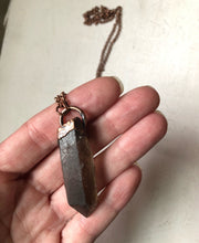 Load image into Gallery viewer, Raw Smoky Quartz Point #1 on Aged Copper Chain (Satya Collection)