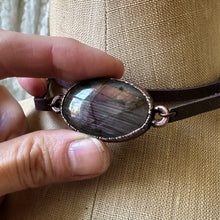 Load image into Gallery viewer, Labradorite and Leather Wrap Bracelet/Choker