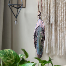 Load image into Gallery viewer, Electroformed Blue & Green Macaw Feather Necklace #2 - Ready to Ship