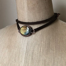 Load image into Gallery viewer, Labradorite and Leather Wrap Bracelet/Choker #2