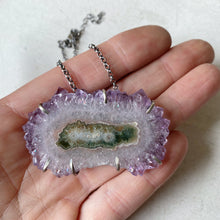 Load image into Gallery viewer, Amethyst Stalactite Slice Necklace #5- Sterling Silver