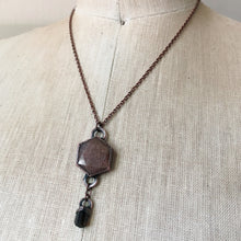 Load image into Gallery viewer, Sunstone Hexagon and Dravite Necklace - Ready to Ship
