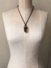 Load image into Gallery viewer, Polished Smoky Quartz Point on Adjustable Deerskin Lace (Satya Collection)
