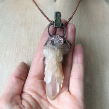 Load image into Gallery viewer, Candle Quartz & Raw Green Kyanite Statement Necklace