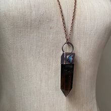 Load image into Gallery viewer, Large Polished Smoky Quartz Point & Raw Opal Necklace - Ready to Ship