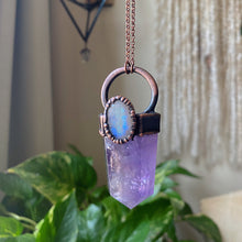 Load image into Gallery viewer, Amethyst Polished Point & Rainbow Moonstone Necklace #2 - Ready to Ship