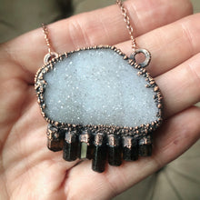 Load image into Gallery viewer, White Druzy and Dravite Statement Necklace - Ready to Ship
