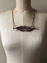 Load image into Gallery viewer, Electroformed Wild Feather Necklace with Amazonite Accent Chain (Horizontal Style) - Moksha Collection