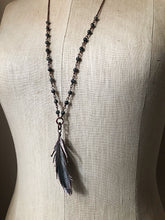 Load image into Gallery viewer, Electroformed Dark Gray Feather Necklace (Ready to Ship) - Darkness Calling Collection