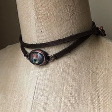 Load image into Gallery viewer, Labradorite and Leather Wrap Bracelet/Choker #1
