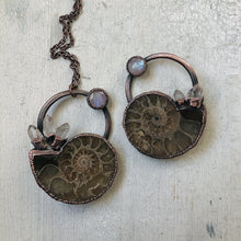 Load image into Gallery viewer, Golden Ammonite, Clear Quartz and Rainbow Moonstone Necklace #1A - Ready to Ship