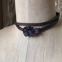 Load image into Gallery viewer, Raw Amethyst Druzy Wrap Bracelet/Choker - Snow Moon Collection