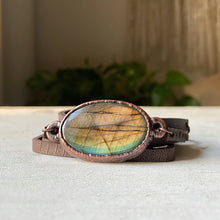 Load image into Gallery viewer, Labradorite and Leather Wrap Bracelet/Choker - Ready to Ship