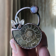 Load image into Gallery viewer, Golden Ammonite, Clear Quartz and Rainbow Moonstone Necklace #1A - Ready to Ship