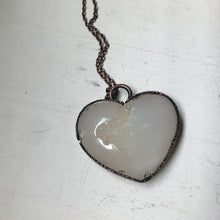 Load image into Gallery viewer, White Agate Druzy “Broken Open” Heart Necklace #1 - Ready to Ship