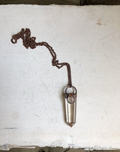 Load image into Gallery viewer, Polished Clear Quartz Point & Teardrop Golden Rutilated Quartz Necklace #1 (Icarus Soaring)