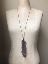 Load image into Gallery viewer, Electroformed Feather and Rainbow Moonstone Necklace - Made to Order