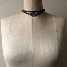 Load image into Gallery viewer, Gray Druzy and Leather Wrap Bracelet/Choker #1 - Ready to Ship