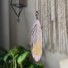 Load image into Gallery viewer, Electroformed Yellow Macaw Feather Necklace #3 - Ready to Ship