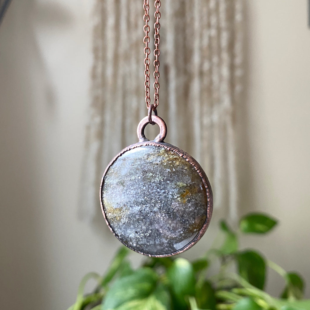 Black Sunstone Moon Necklace #2 - Ready to Ship