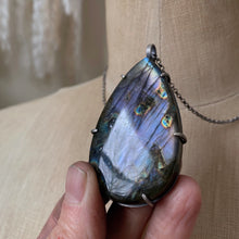 Load image into Gallery viewer, Labradorite New Moon Necklace #1 - Sterling Silver