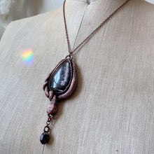 Load image into Gallery viewer, Hypersthene, Garnet &amp; Sculpted Snake Black Moon Lilith Necklace - Ready to Ship
