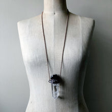 Load image into Gallery viewer, Polished Clear Quartz Point with Black Tourmaline & Grey Moonstone Necklace