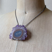 Load image into Gallery viewer, Amethyst Stalactite Slice Necklace #4- Sterling Silver