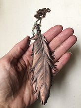 Load image into Gallery viewer, Large Electroformed Feather & Amazonite Necklace - Ready to Ship