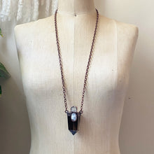 Load image into Gallery viewer, Smoky Quartz Polished Point with Raw Aquamarine & Rainbow Moonstone Necklace - Ready to Ship